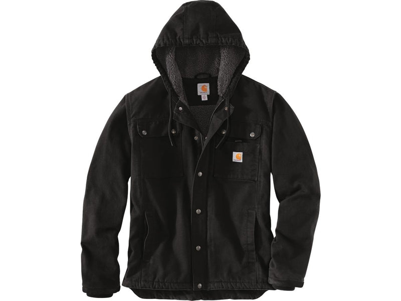 Relaxed Fit Washed Duck Sherpa-Lined Utility Jacket Black
