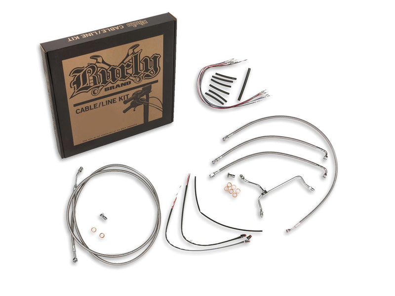 Bagger Bar Cable Kit Stainless Steel Clear Coated Non-ABS Cruise Control 13 Inch For 00-02 FLHTC, 00, 02-03 FLHT