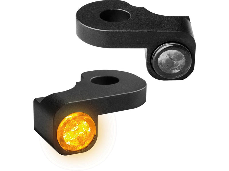 Nano Series LED Turn Signals Black Anodized Smoke LED For 16-17 FXDLS