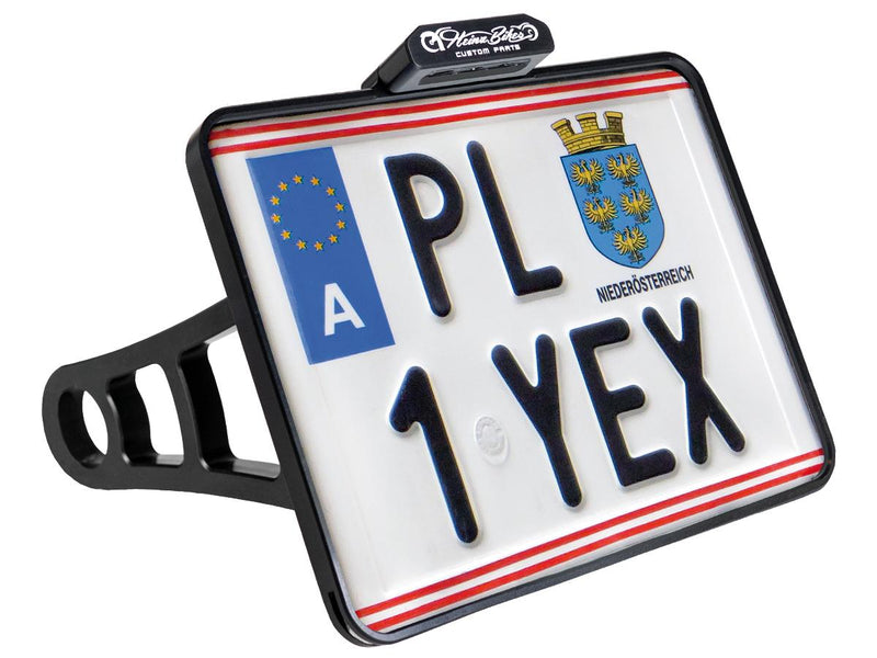 Side Mount License Plate Kit Austrian Specification 210x170mm Black Anodized For 19-20 FXDRS 114