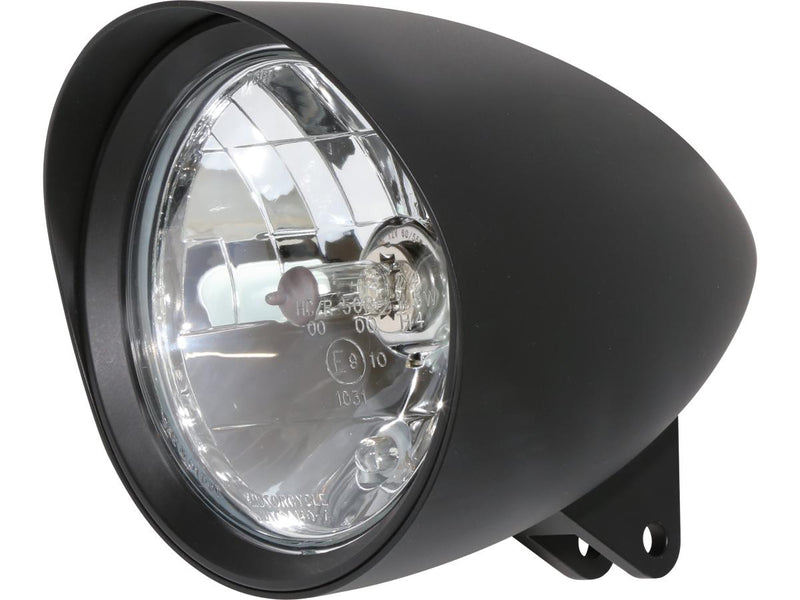 Classic 1 Headlight With Visor Black H4 - 5-3/4 Inch