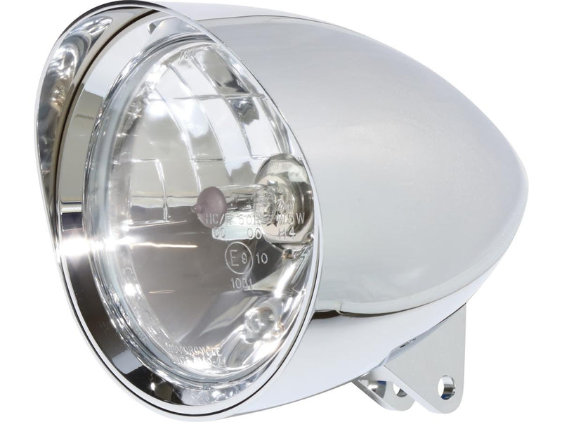 Classic 1 Headlight With Visor Chrome H4 - 5-3/4 Inch