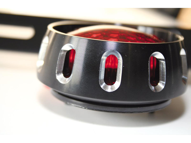 Miles LED Taillight LED Red Lens Metal Housing Black Powder Coated Red Reflector LED