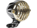 Alcatraz Headlight Brass Polished Bezel Black Powder Coated H4 - 4 Inch