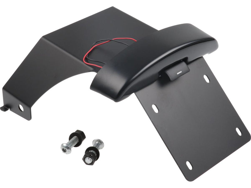 Fat Bob License Plate Bracket Kit With License Plate Light Black Powder Coated