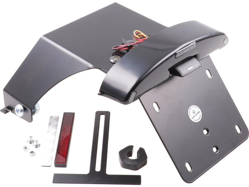 Fat Bob License Plate Bracket Kit With Brake/Taillight & License Plate Light Black Powder Coated