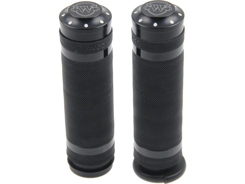 Logo Grips Black Powder Coated 1" Throttle By Wire