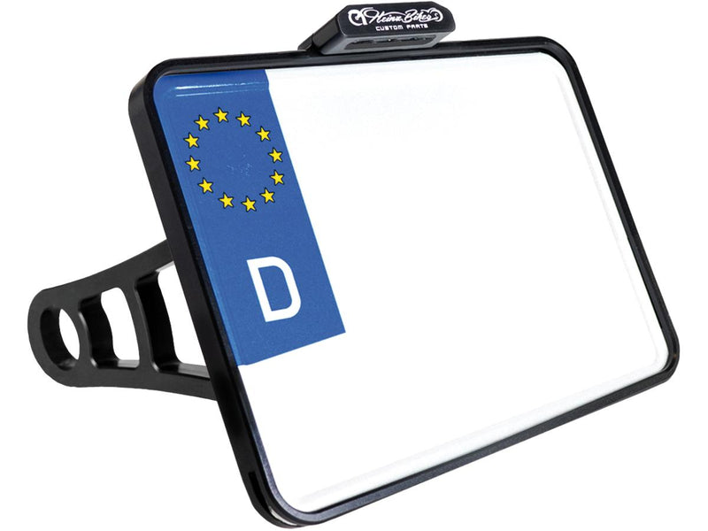 Side Mount License Plate Kit German Specification 220x200mm Black Anodized For 08-17 Softail