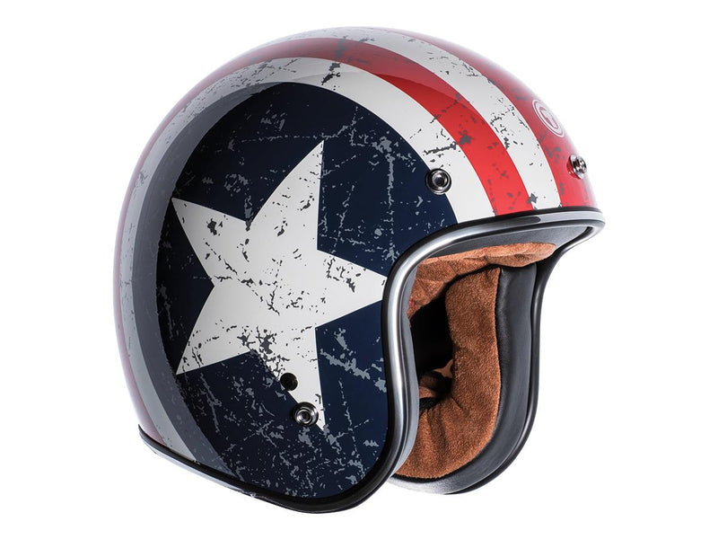 T-50 ECE Retro Jet Helmet Rebel Star White / Red / Blue