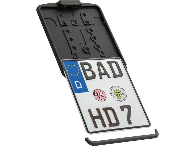 Slide-in Licence Base Plate Including License Plate Light German Matt Black - 180 x 200mm