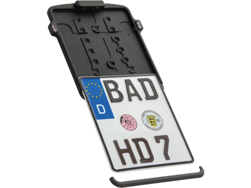 Slide-in Licence Base Plate Including 3-1 Turn Signals German Matt Black - 180 x 200mm