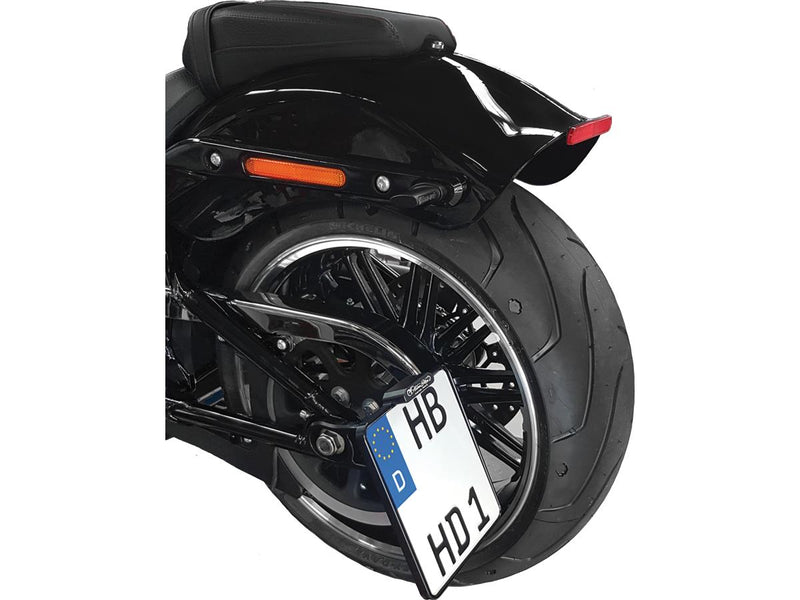 Side Mount License Plate Kit German Specification 220x200mm Black Anodized For 91-05 Dyna