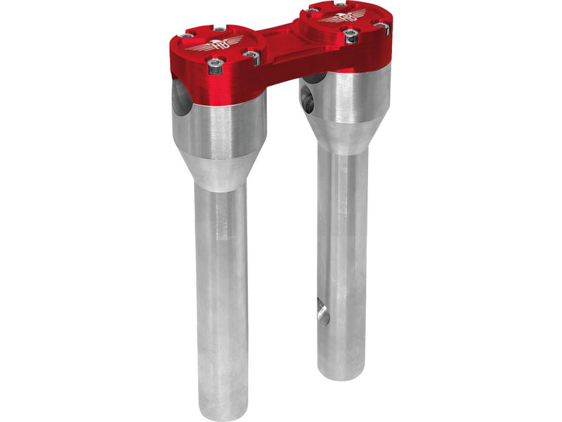 Clubstyle Straight Risers With Red Clamp Silver - 1 1/4 Inch x 8 Inch