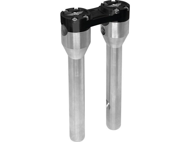 Clubstyle Straight Risers With Black Clamp Silver - 1 1/4 Inch x 10 Inch