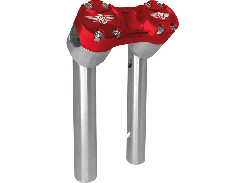 Clubstyle Pullback Risers With Red Clamp Silver - 1 Inch x 8 Inch