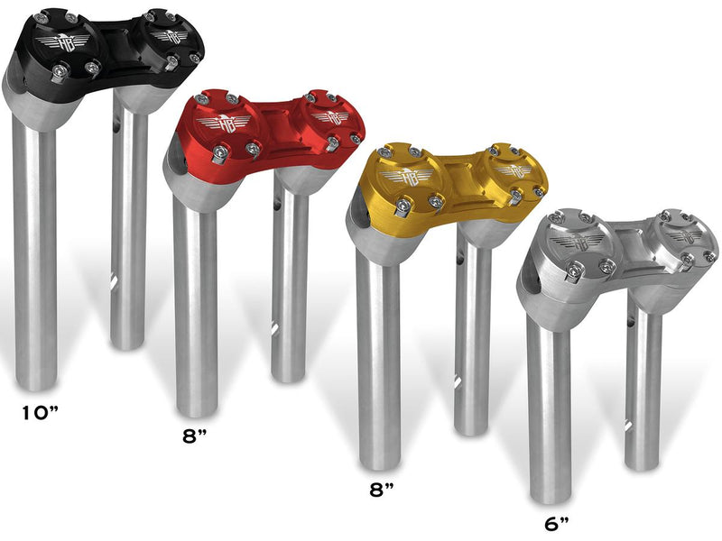 Clubstyle Pullback Risers With Gold Clamp Silver - 1 1/4 Inch x 6 Inch