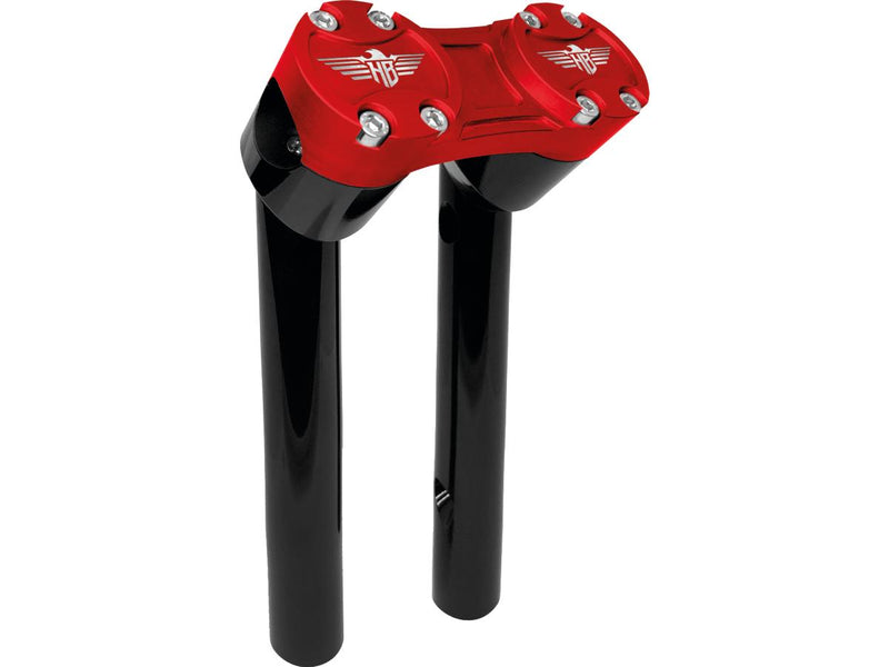 Clubstyle Pullback Risers With Red Clamp Black - 1 1/4 Inch x 8 Inch