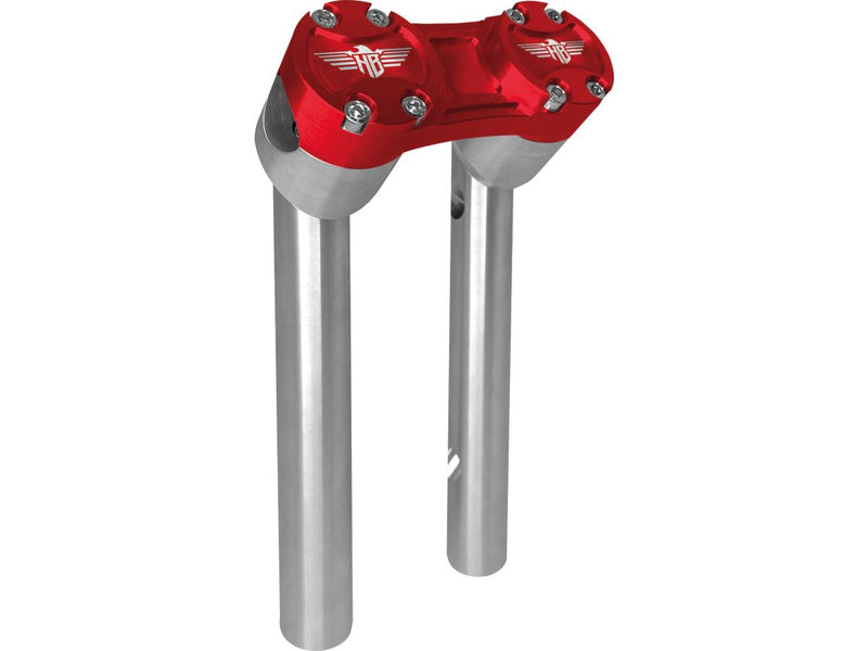 Clubstyle Pullback Risers With Red Clamp Silver - 1 1/4 Inch x 10 Inch