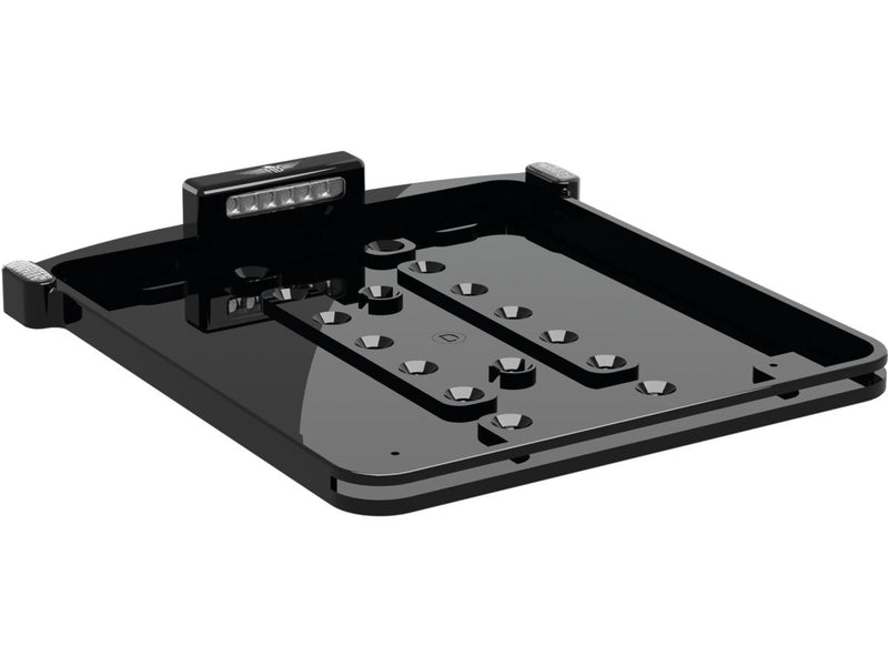 All-In-One Micro License Plate Base Plate 3 in 1 & License Plate Light Swiss Black Anodized