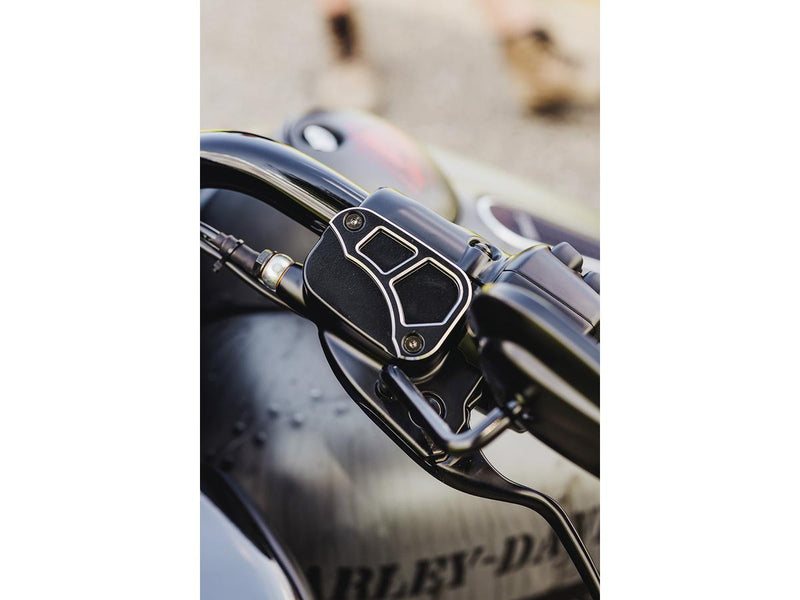 Custom Front Brake & Clutch Master Cylinder Cover Set Black Cut Brake Side Clutch Side