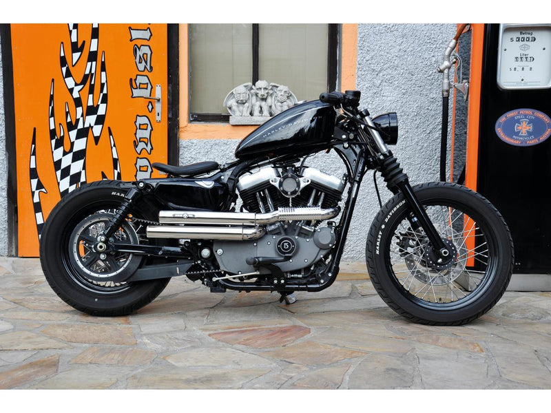 Drager Drag Exhaust System Polished Smooth Heat Shield & End Cap Polished 2.5" For 04-16 Sportster