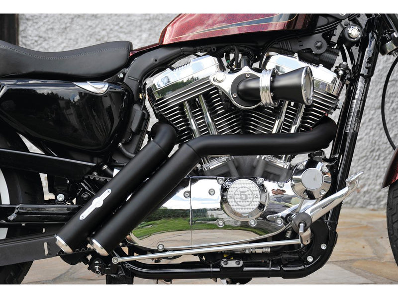 Firestarter Exhaust System Without Heat Shield Polished Smooth End Cap Black 2.5" For 04-16 Sportster