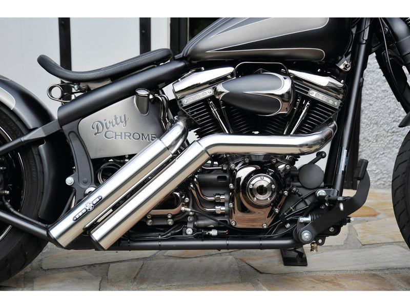 Firestarter Exhaust System Without Heat Shield Polished Smooth End Cap Polished 2.5" For 87-16 Softail