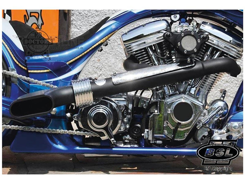 Scale Drager Exhaust System Polished Smooth Heat Shield & End Cap Black - 2.5 Inch