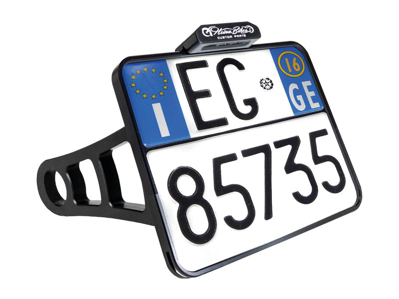 Side Mount License Plate Kit Italy Specification 177x177mm Black Anodized For 91-05 Dyna