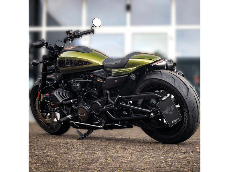 Side Mount License Plate Kit Italy Specification 177x177mm Black Anodized For 21-23 Sportster S RH1250S