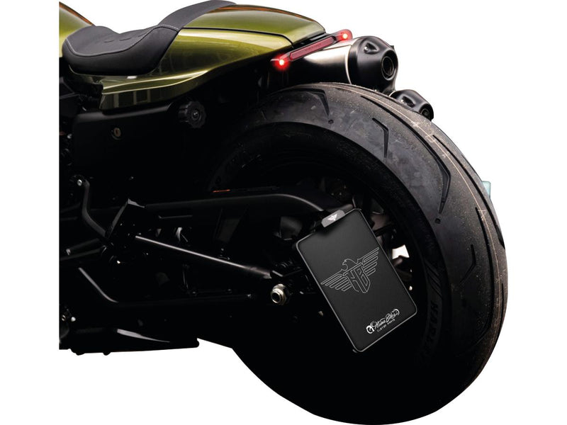 Side Mount License Plate Kit Italy Specification 177x177mm Black Anodized For 21-23 Sportster S RH1250S