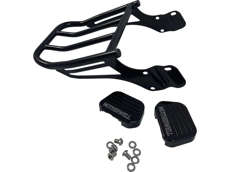 Tall Rigid Sissy Bar Luggage Rack Gloss Black Powder Coated