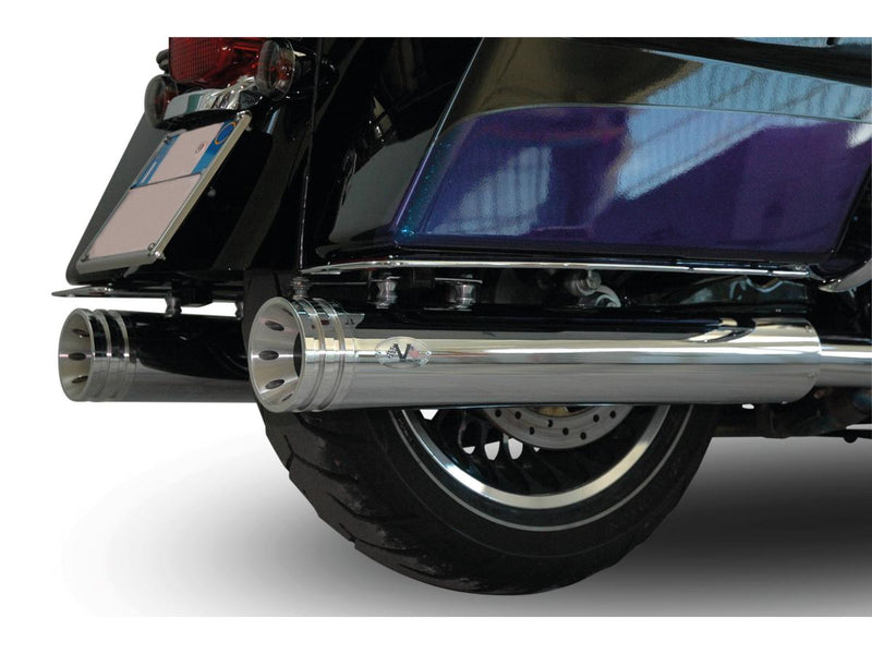 Double Slip-On Muffler Set Endcap Style Double Ring Chrome For 04-16 Touring
