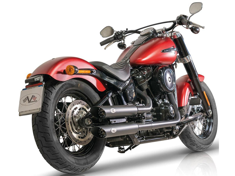 Double Slip-On Muffler Set Endcap Style Slash Cut Black Ceramic Coated For 21-23 FXST