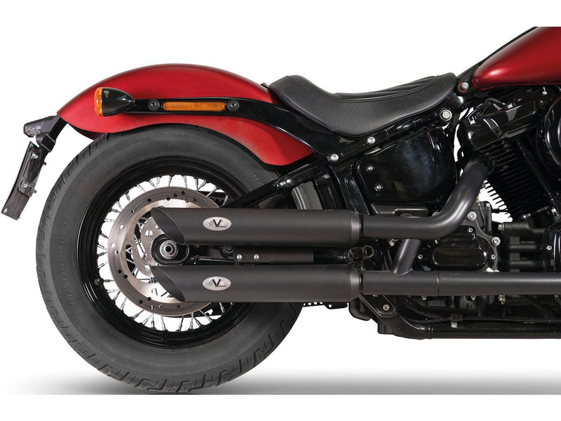Double Slip-On Muffler Set Endcap Style Slash Cut Black Ceramic Coated For 21-23 FXLRS
