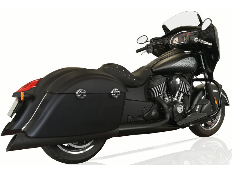 Double Slip-On Muffler Set Endcap Style Banger Black Ceramic Coated For 15-20 Indian Cruiser