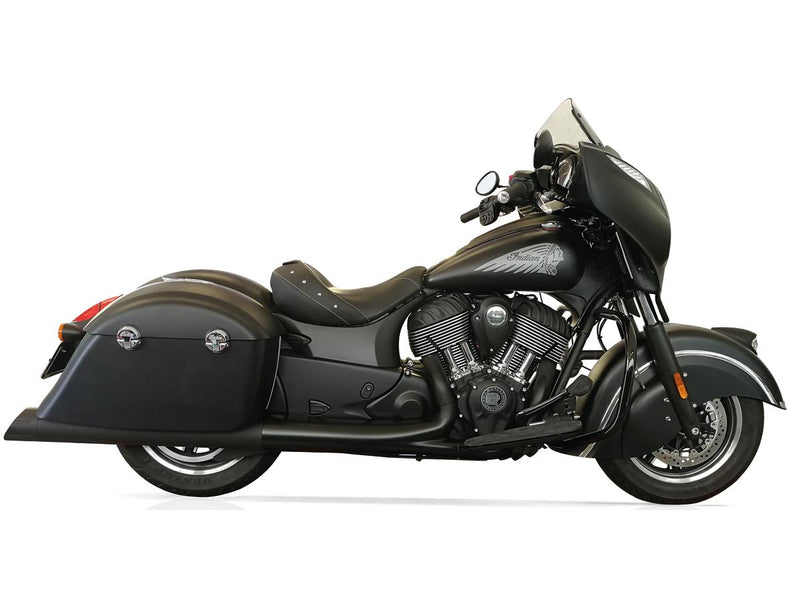 Double Slip-On Muffler Set Endcap Style Banger Black Ceramic Coated For 15-20 Indian Cruiser