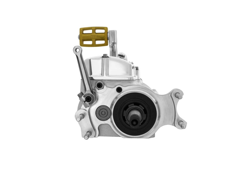 70-Early 84 Complete Transmission With Ear/Standard Shift Pattern Raw Case/Mechanical Kicker Cover/Bearing Doors & Top Covers Aluminium Polished Cable Clutch