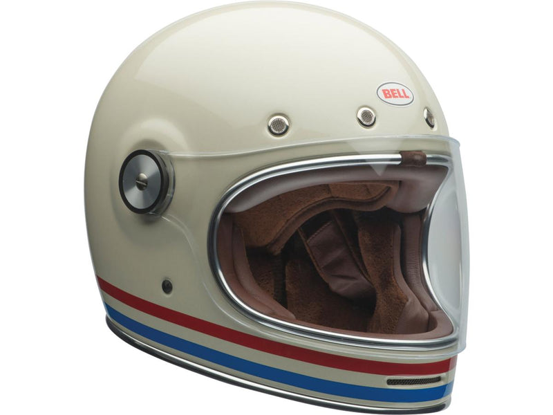 Bullitt Retro Full Face Helmet White / Stripes Gloss White Oxblood Blue