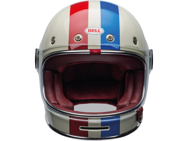 Bullitt Retro Full Face Helmet White / Command Oxblood