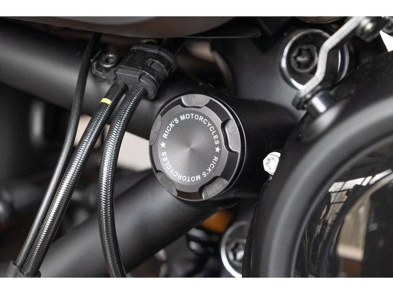 Premium Swing Arm Axle Cover With Ricks Logo Satin Black Powder Coated For 21-22 Sportster S