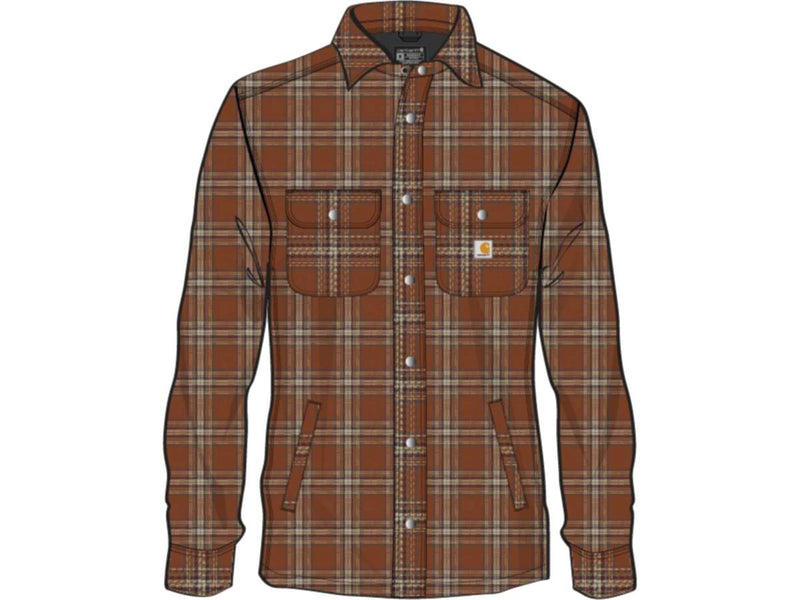 Relaxed Fit Heavyweight Flannel Sherpa-Lined Shirt Jacket Burnt Sienna