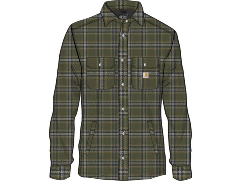 Relaxed Fit Heavyweight Flannel Sherpa-Lined Shirt Jacket Basil