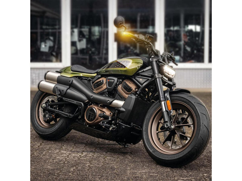 Nano Series Sportster S Handlebar LED Turn Signals / Position Light Black Powder Coated Smoke LED