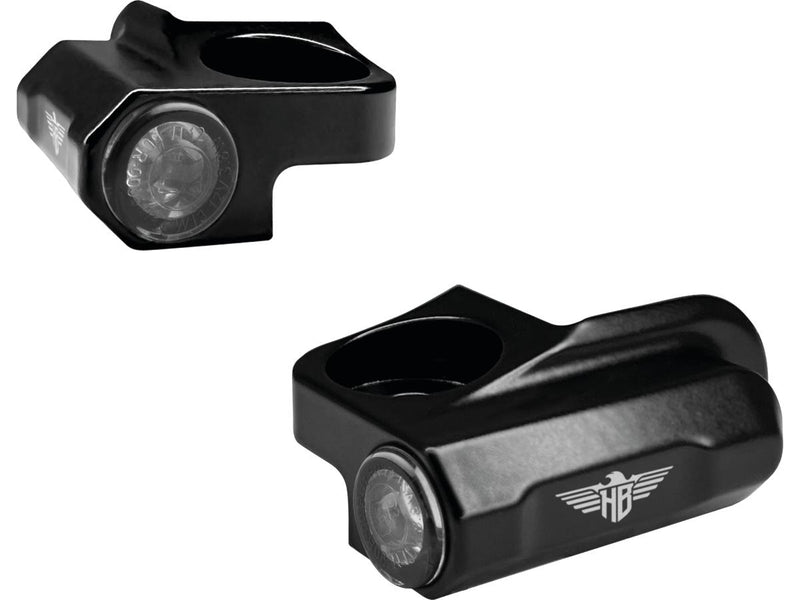 Nano Series Sportster S Handlebar LED Turn Signals / Position Light Black Powder Coated Smoke LED