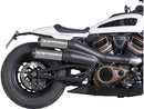 Sportster S 2in2 Racing Muffler & Mid-Pipe Set Endcap Tracker Carbon Stainless Steel Satin