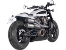 Sportster S 2in2 Racing Muffler & Mid-Pipe Set Endcap Tracker Carbon Stainless Steel Satin