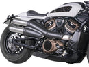 Sportster S 2in2 Racing Muffler & Mid-Pipe Set Endcap Tracker Carbon Stainless Steel Satin