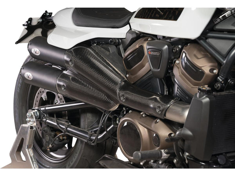 Sportster S 2in2 Racing Muffler & Mid-Pipe Set Endcap Tracker Carbon Black Ceramic Coated