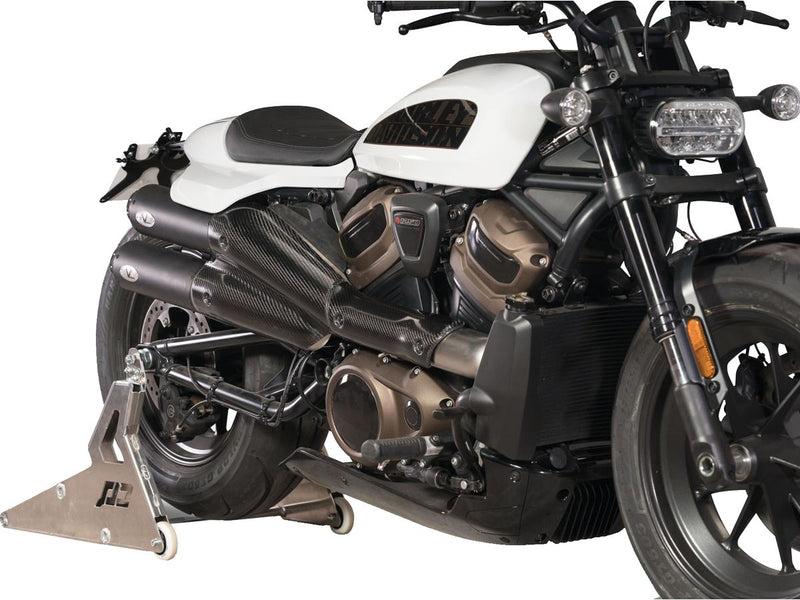 Sportster S 2in2 Racing Muffler & Mid-Pipe Set Endcap Tracker Carbon Black Ceramic Coated